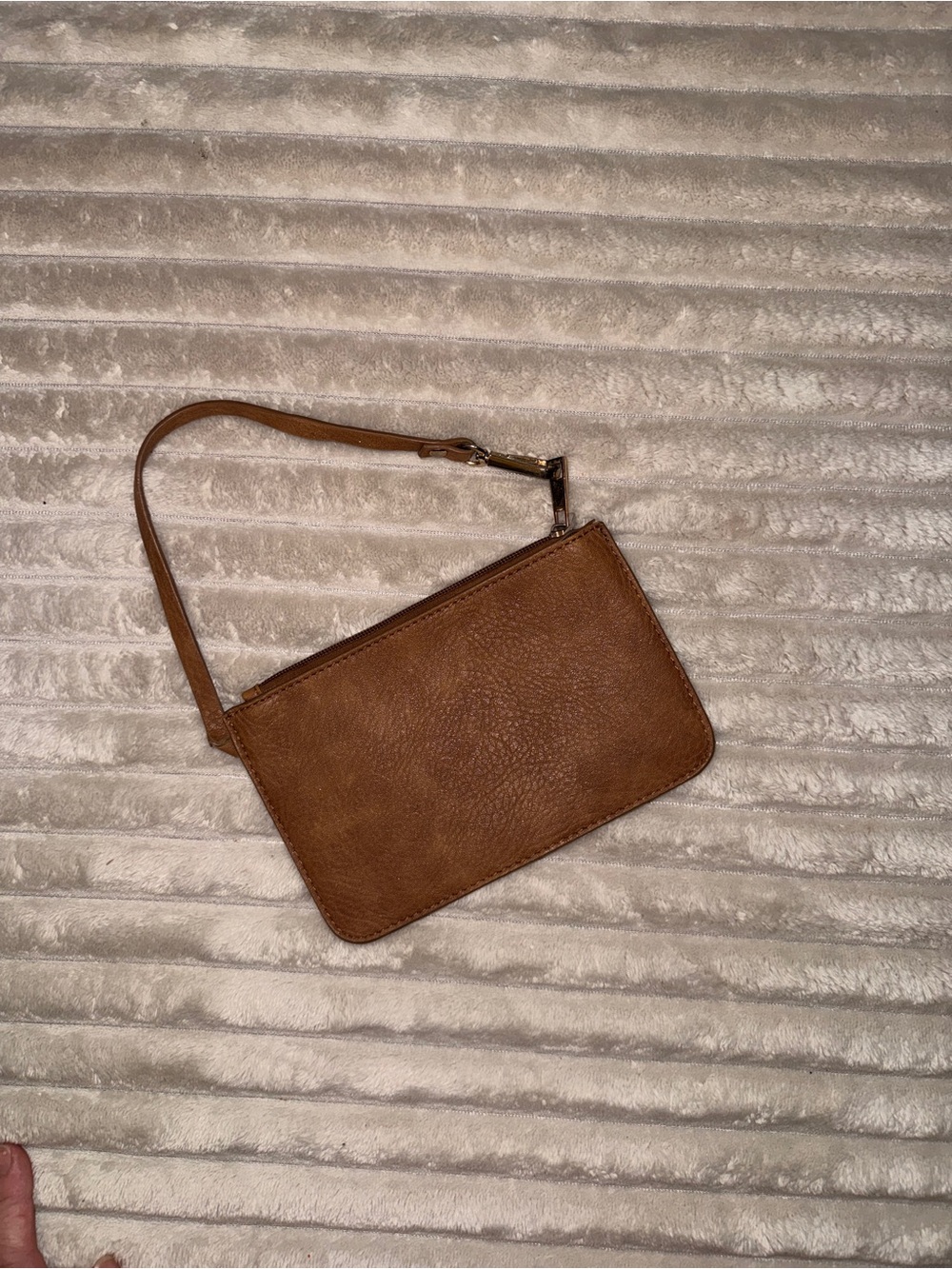 Classic Brown Leather Wristlet Bag